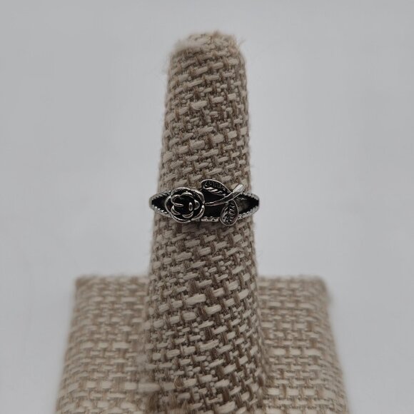 Size 6 Silver Tone Rose Nature Band Ring A3632 - Picture 1 of 6